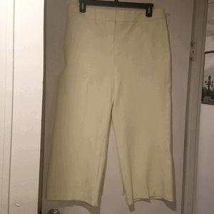 LOFT Light Yellow Cropped Wide-Leg Pants